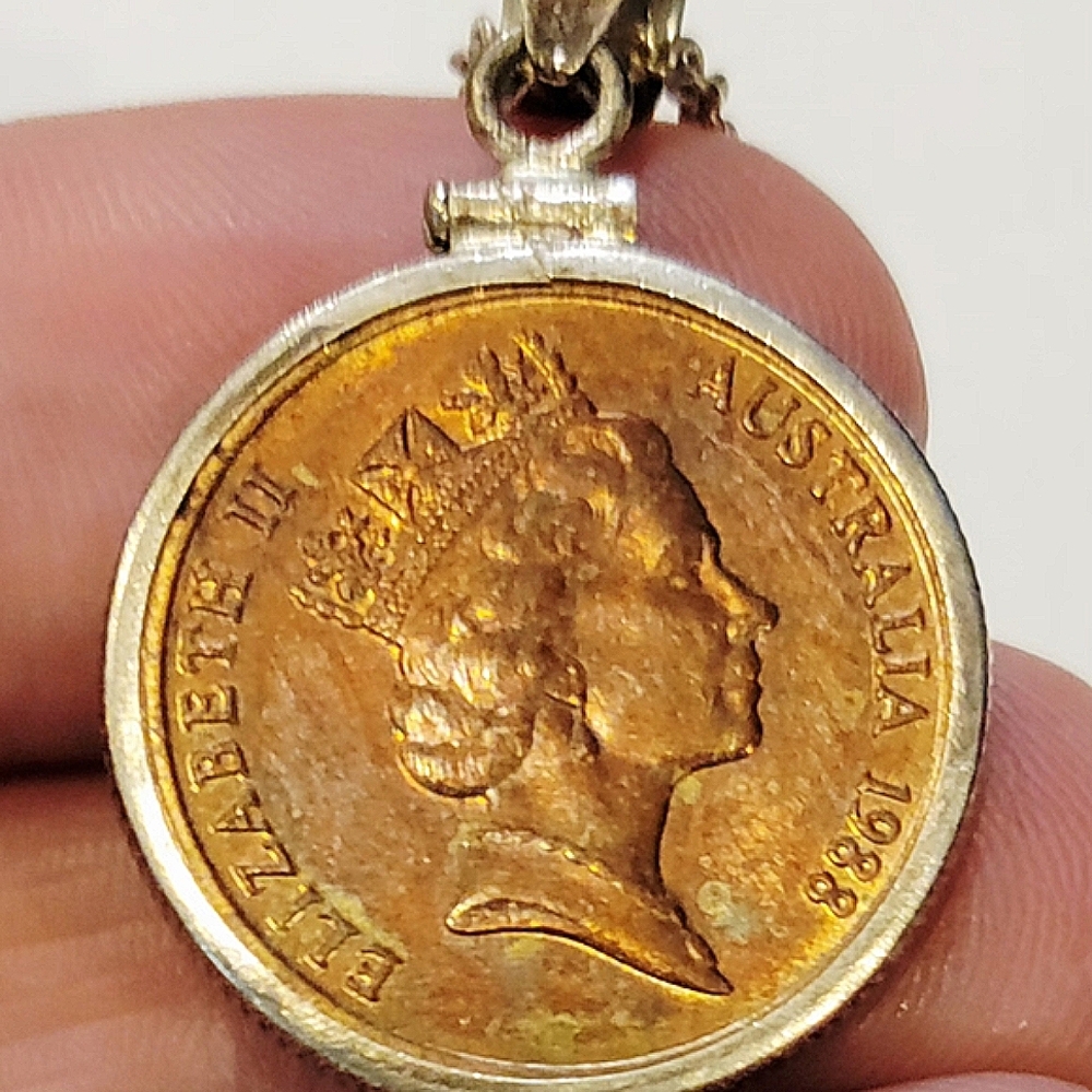 Gold Coin Pendant Necklace 925